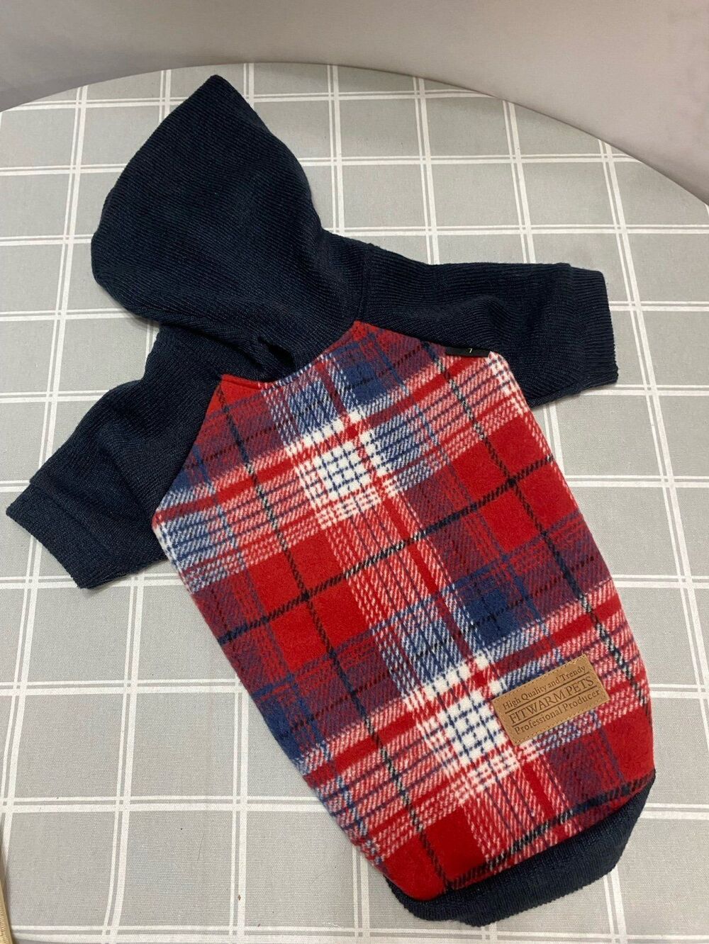 Fit Warm Pets Tartan Plaid Dog Sweater Hoodie Pet Winter Coat